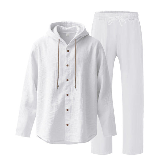 Conjunto de Camisa y Pantalón de Lino Holgado con Capucha - Comodidad Respirante - Image 16
