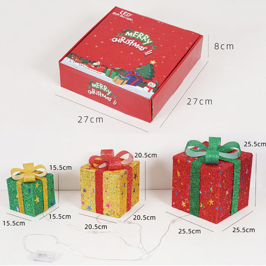 Set de 3 Cajas de Regalo Navideñas con Luces LED Decorativas - Image 5