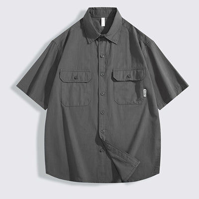 Camisa de Trabajo Retro Manga Corta para Hombre - Image 6