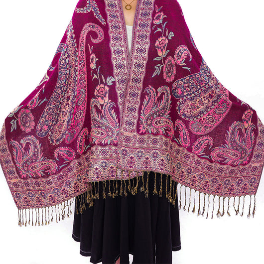 Poncho Bohemio Étnico Jacquard - Estilo Retro Nacional - Image 10