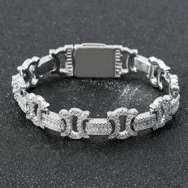 Pulsera Hip Hop para Hombre con Circonitas Cuadradas y Redondas Incrustadas