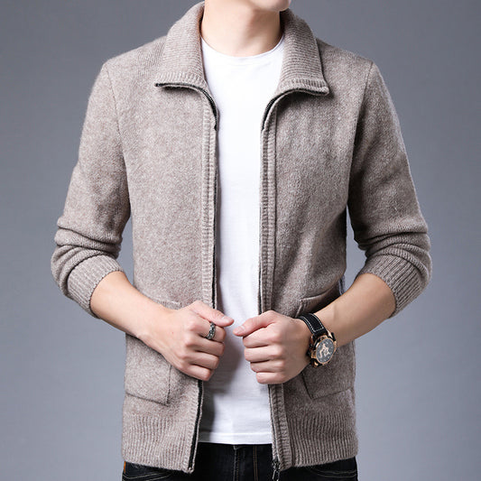 Chaqueta Casual de Alpaca con Cierre y Solapa - Tejido Polar Premium