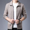 Jaqueta Casual de Alpaca com Zíper e Lapela - Tecido Fleece Premium
