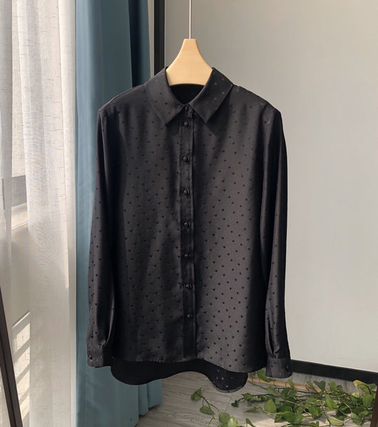 Camisa de Manga Larga en Satén Sedoso Reversible con Brillo - Image 7