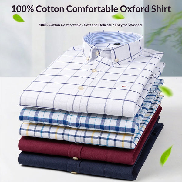 Camisa Cuadriculada Casual de Manga Larga para Hombre Talla Grande