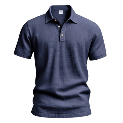 Polo Casual Británico Hombre con Cuello Solapa y Cierre de Hebilla en Lino - Image 7