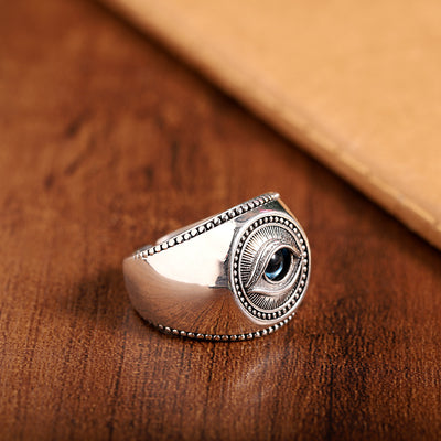 Anillo de Plata S925 Vintage Ojo Divino para Hombre - Image 11