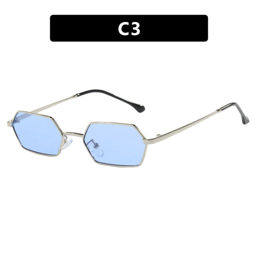 Women's polygonal sunglasses with gold frames and brown lenses, featuring a unique hexagonal shape. - Image 5