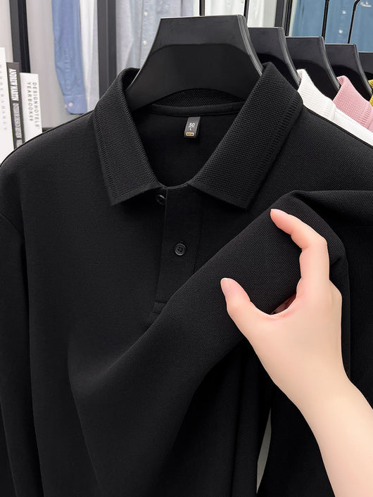 Polo de Algodón Mercerizado Manga Larga para Hombre - Ropa Casual Primavera Otoño - Image 35