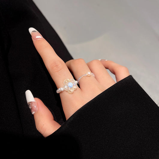 Anillo Elástico de Perla Hada con Cuerda Ajustable - Set de 2 Piezas - Image 9