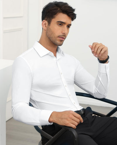 Camisa Elástica de Talla Grande para Hombre de Manga Larga - Image 18