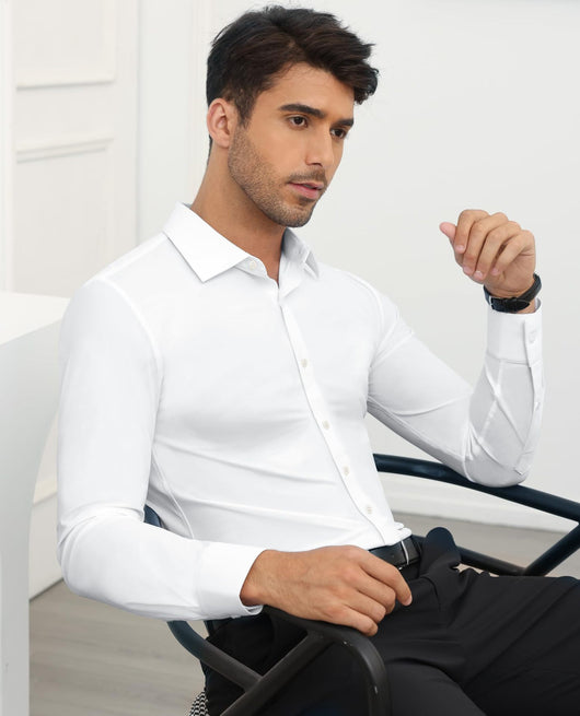 Camisa Elástica de Talla Grande para Hombre de Manga Larga - Image 18