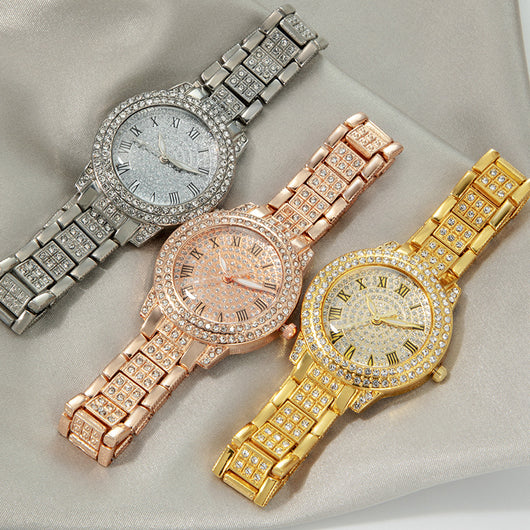 Reloj de Diamantes Digitales con Números Romanos y Brillantes para Mujer - Image 11