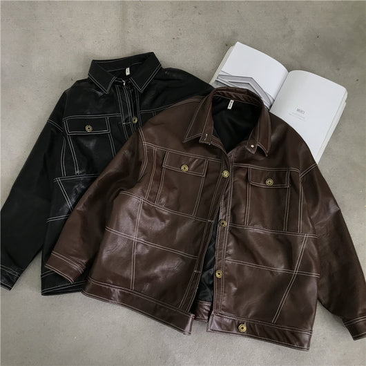 Chaqueta de Cuero PU para Motocicleta Mujer con Bolsillos Grandes y Costuras Topstitched - Image 26