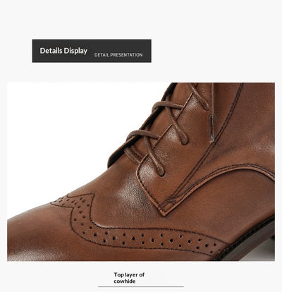 Botas Tobilleras de Cuero Estilo Retro con Cierre Lateral y Cordones - Image 14