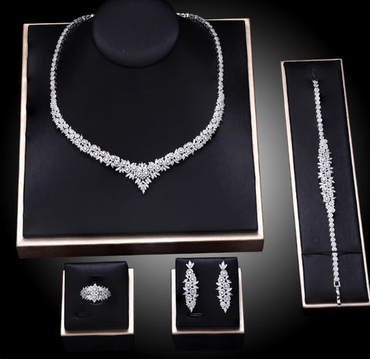Conjunto de Joyería Nupcial con Circón Cobre: Collar y Aretes - Image 7