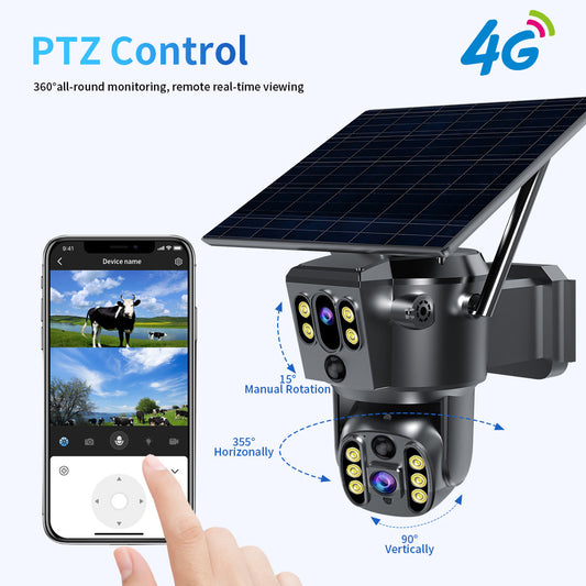 Cámara Solar de Doble Lente con Monitor de Bajo Consumo