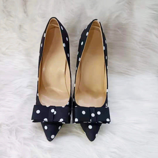 Zapatos de Tacón Alto Satinado con Lunares - Punta Fina Elegante - Image 14