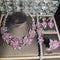 Conjunto de Joyería Floral con Circonita Completa: Collar, Aretes, Pulsera y Anillo