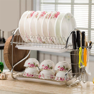 Escurridor de Platos Doble de Bambú con Ventilación - Image 3