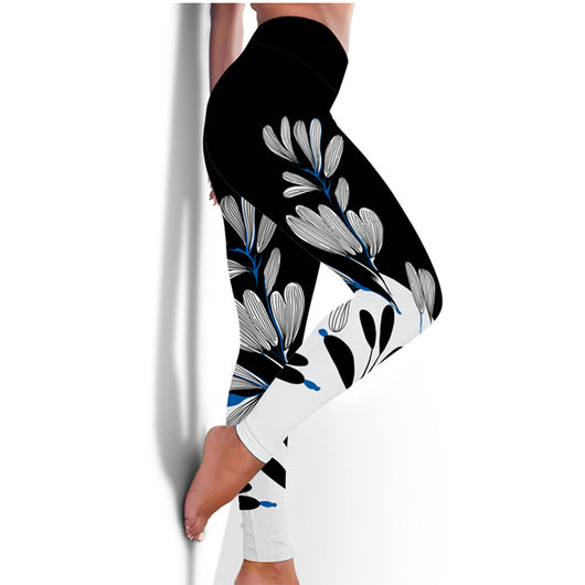 Leggings Yoga Cintura Alta con Estampado Floral Mariposa - Pantalones Slim Ajustados - Image 8
