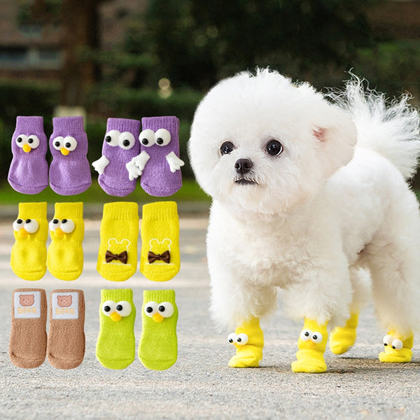 Calcetines Antideslizantes para Mascotas con Ojos Grandes y Diseño Adorable