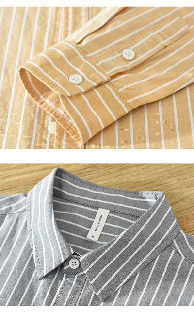 Camisa Oxford Casual de Rayas para Hombre - Corte Relajado y Manga Larga - Image 23