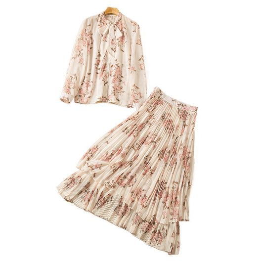 Conjunto Elegante: Blusa Anudada Manga Larga con Falda Plisada - Image 5