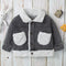 Chaqueta Denim con Solapa y Bolsillos Acolchados