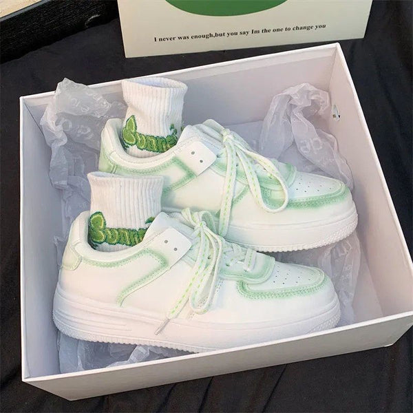 Tenis Blancos Bordados Versátiles para Mujer