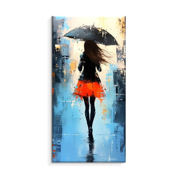 Cuadro Óleo Abstracto Moderno con Figuras Caminando Bajo la Lluvia - Pintura Artesanal en Lienzo para Decoración del Hogar - Image 6