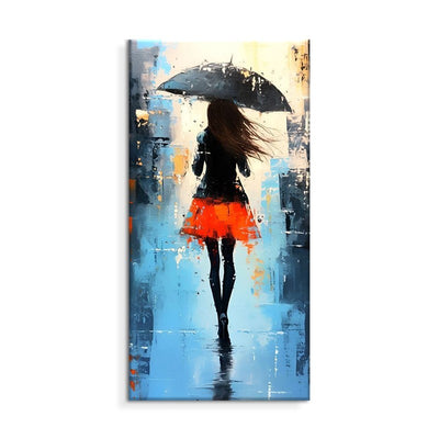 Cuadro Óleo Abstracto Moderno con Figuras Caminando Bajo la Lluvia - Pintura Artesanal en Lienzo para Decoración del Hogar - Image 6