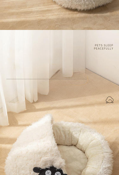 Cama Cueva para Gatos en Forma de Oveja - Cálida y Cerrada para Invierno - Image 12