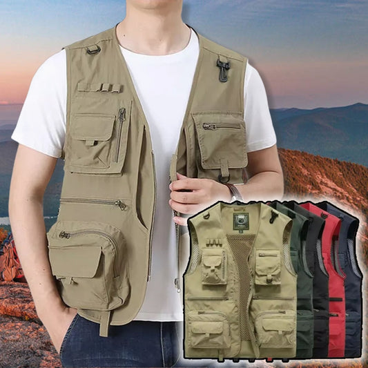 Chaleco Táctico de 14 Bolsillos para Hombre - Ideal para Senderismo, Pesca y Fotografía