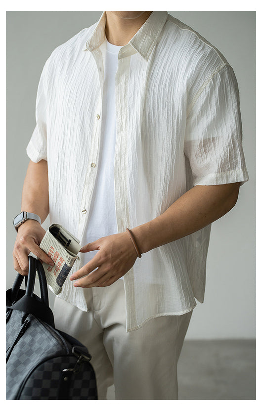 Camisa de Negocios Manga Corta para Hombre con Cuello Clásico - Image 22