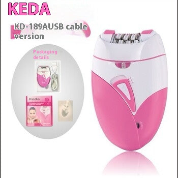 Pink and white Keda KD-216 multifunctional epilator with 36-tooth blade, LED light, and USB charging. - Image 12