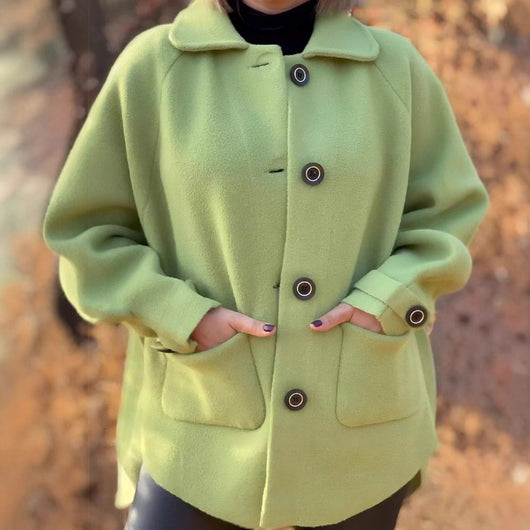 Cardigan Abrigo de Lana para Mujer Corte Holgado Solapas Clásicas - Image 3