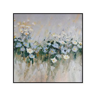 Cuadro Moderno Flores Azules Óleo Sobre Lienzo para Decoración del Hogar - Image 5