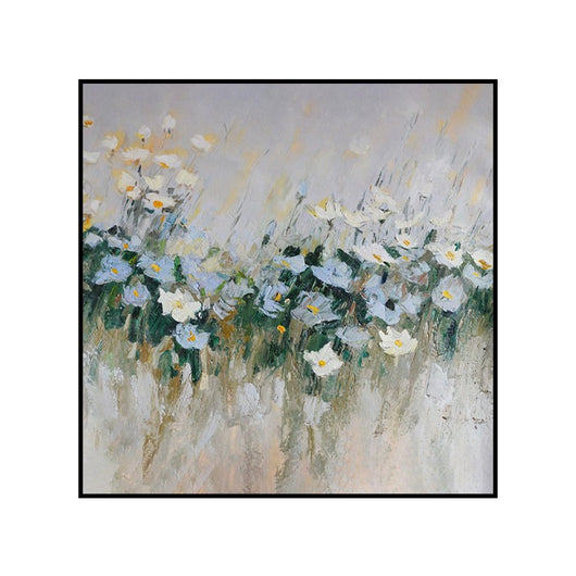 Cuadro Moderno Flores Azules Óleo Sobre Lienzo para Decoración del Hogar - Image 5