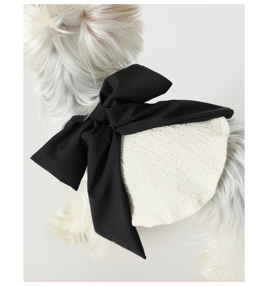 Blusa Tanque Beige con Moño de Seda Negra para Mascotas - Image 6