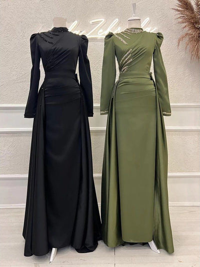 Vestido Islámico Elegante de Manga Larga con Cuello Mao Desmontable - Image 13