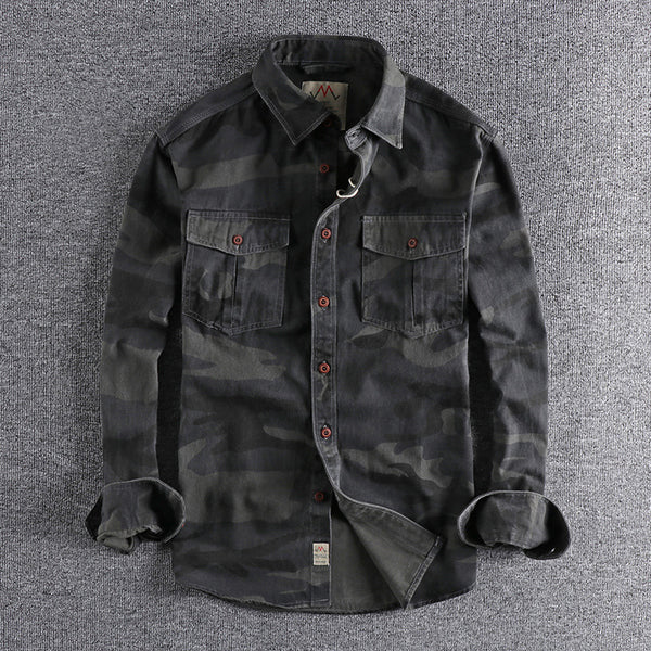 Camisa Overol Camuflado Lavado Clásico Manga Larga para Hombre - Image 7