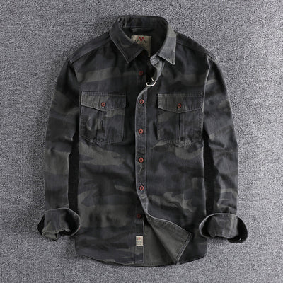 Camisa Overol Camuflado Lavado Clásico Manga Larga para Hombre - Image 7