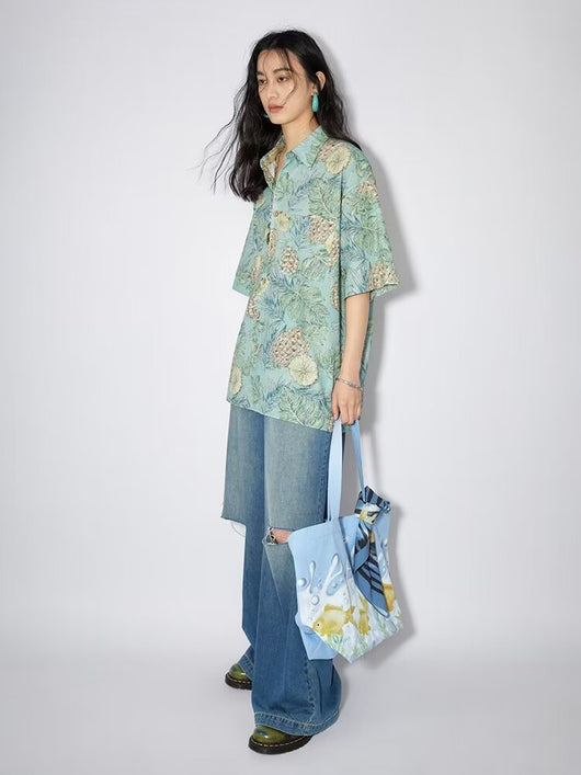 Camisa de Seda Floral Fresca para Hombre - Manga Corta Verano - Image 12