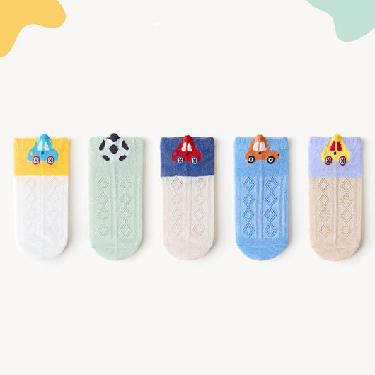 Calcetines de Algodón Transpirable con Patrón de Diamantes a Juego de Colores para Niños - Image 5