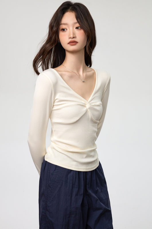 Blusa Elegante Escote Profundo con Nudo y Manga Larga - Image 27