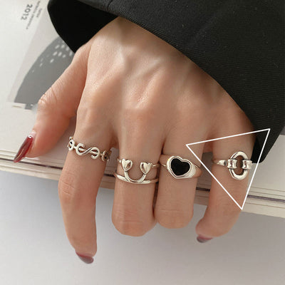 Anillo de Corazón y Carita Feliz con Diseño Dorado - Image 9