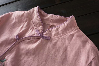 Blusa Tradicional China con Bordado y Cierre Retro en Algodón y Lino - Image 14