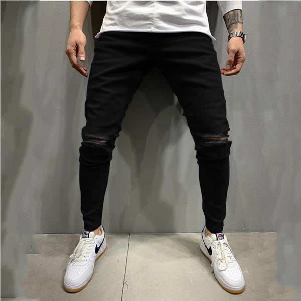 Jeans Slim Fit Azul Claro con Roturas