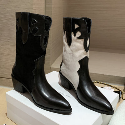 Botines de Tacón Bajo Punta Afilada con Estampado Lácteo - Image 17